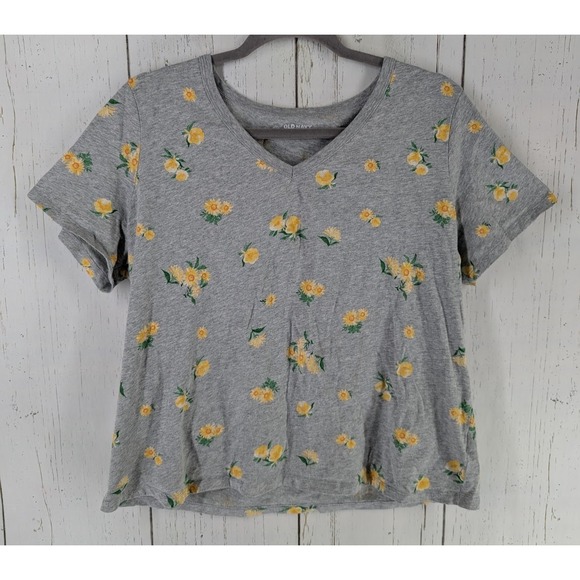 Old Navy Tops - Old Navy Size Large Womens Multicolor Floral Print Short Sleeve Cotton Top‎